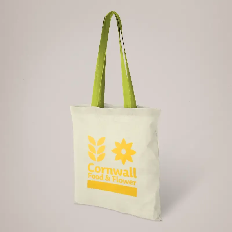 Custom Cotton Tote Bag with Coloured Handles